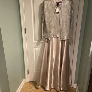 Elegant Cachet Gold Dress with Jacket